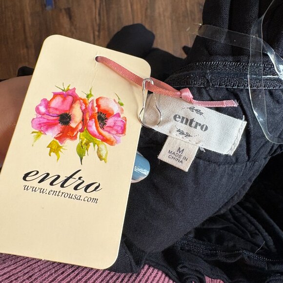 NWT Entro black strapless ruffle romper - Picture 5 of 6